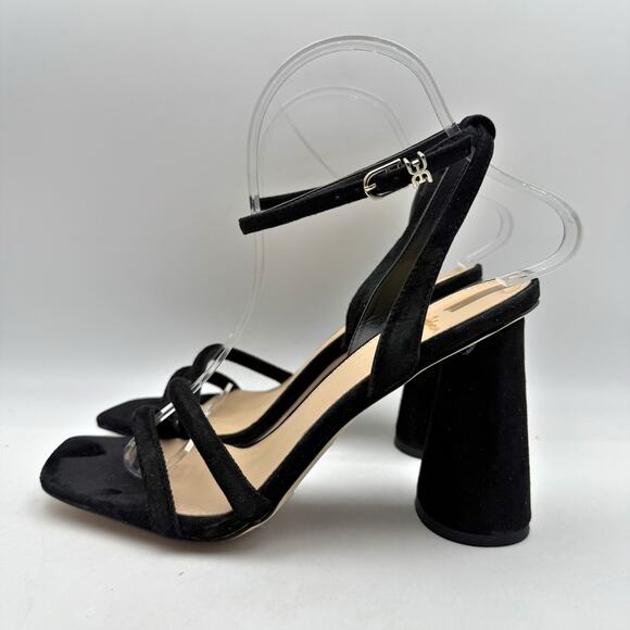 Sam Edelman Womens Kia Heeled Sandal US 7 EU 37 Black Suede NWOB - Picture 8 of 13
